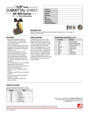 60-900 Series Brass Globe Valve Specification