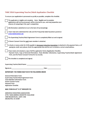 Team America Rocketry Challenge 2012 Application