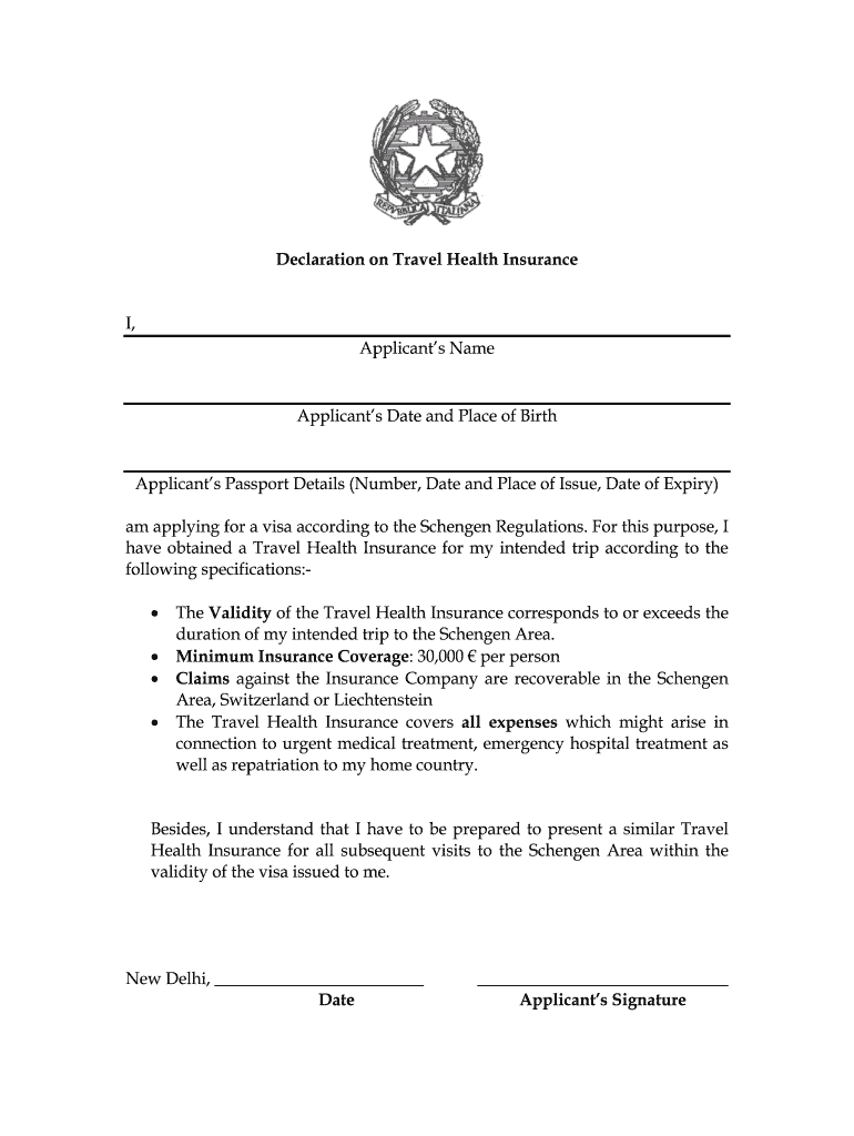schengen declaration form Preview on Page 1.
