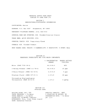 MATERIAL SAFETY DATA SHEET SIMILAR TO OSHA FORM 174 SECTION I ... - tompkins-co