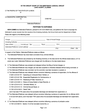 Illinois Petition to Expunge Arrest Records
