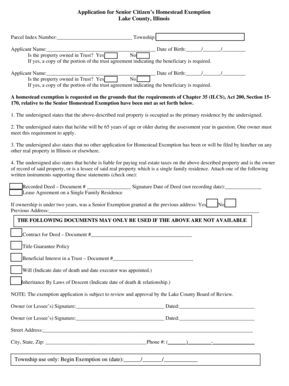 Senior Citizen’s Homestead Exemption Application