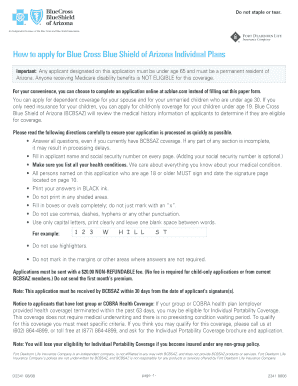 Blue Cross Blue Shield of Arizona Individual Application