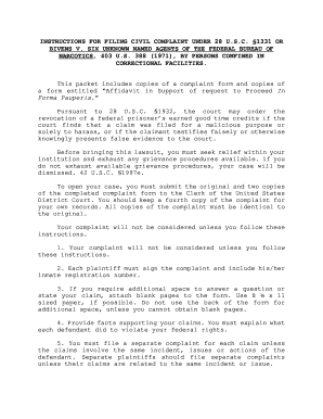 Civil Complaint Instructions for Federal Prisoners