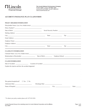 Accident Insurance Plan Claim Form
