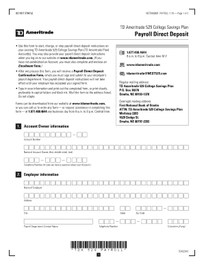 TD Ameritrade 529 College Savings Plan Payroll Direct Deposit Form