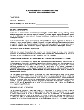 Purchaser's Rights and Responsibilities Addendum