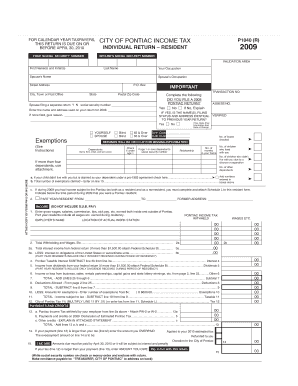 City of Pontiac Income Tax Form P1040 (R)