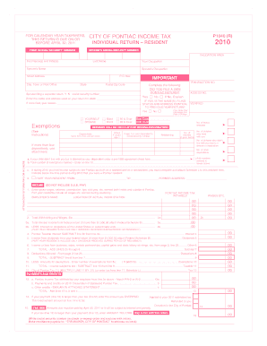 City of Pontiac Income Tax Return P1040