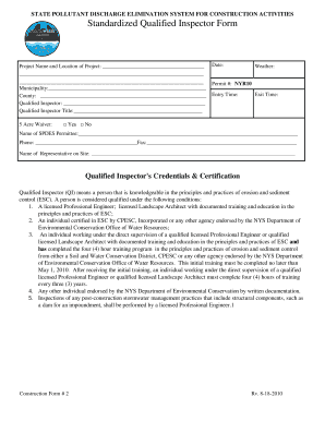 New York Construction Inspection Form