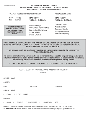 Lafayette Annual Rabies Clinic Form