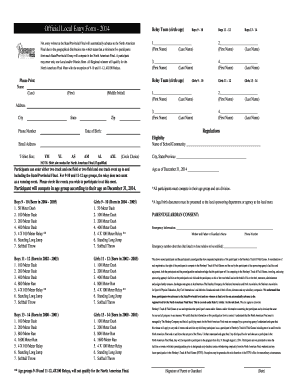 Hershey's Track & Field Games Entry Form
