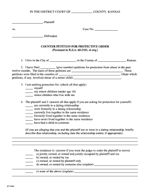 Kansas Counter Petition for Protective Order