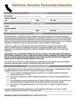 California Domestic Partnership Addendum