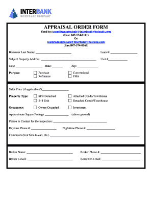 Appraisal Order Form