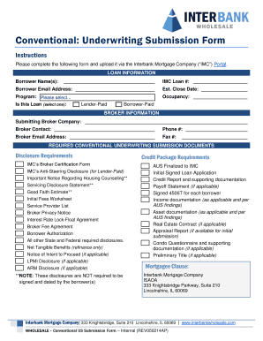 Conventional Underwriting Submission Form