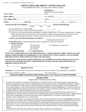 Ohio Absent Voter’s Ballot Application