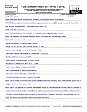 Schedule O Form 990 or 990-EZ