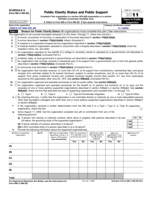 Schedule A Form 990 or 990-EZ
