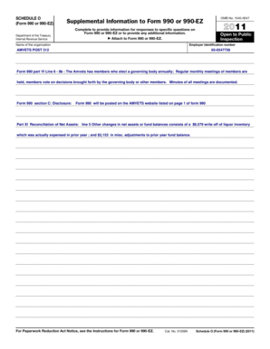 Schedule O Form 990 or 990-EZ