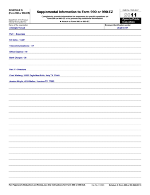 Schedule O (Form 990 or 990-EZ) Supplemental Information