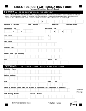 Direct Deposit Authorization Form