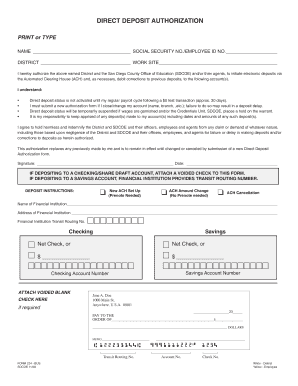 Direct Deposit Authorization Form
