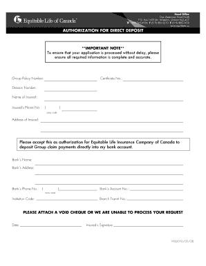 Authorization for Direct Deposit