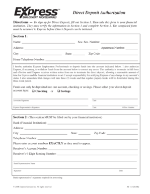 Direct Deposit Authorization Form