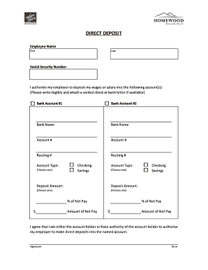 Direct Deposit Authorization Form