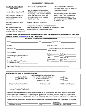 Direct Deposit Authorization Form