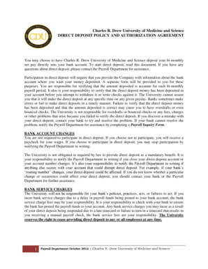 Direct Deposit Authorization Agreement