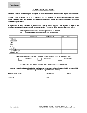 Employee Direct Deposit Authorization Form