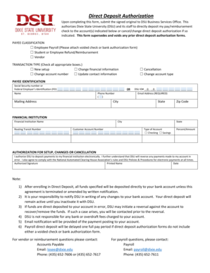 Direct Deposit Authorization Form