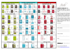 Greeting Card Order Form