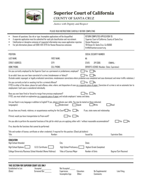 Superior Court of California Job Application