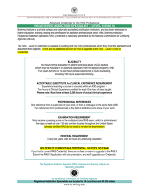 Registered Addiction Specialist Level II Application