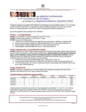 Registered Addiction Specialist Application