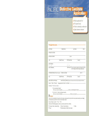 University of the Pacific Distinctive Candidate Application