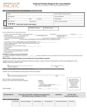 Federal Perkins Loan Cancellation Request