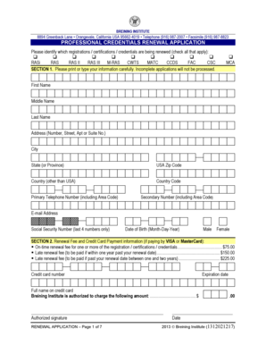 Professional Credentials Renewal Application