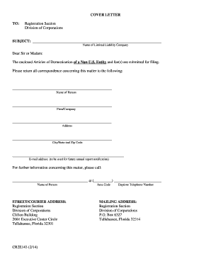 Florida Articles of Organization for LLC