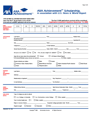 AXA Achievement Scholarship Application