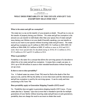 Estate and Gift Tax Exemption Portability Guide