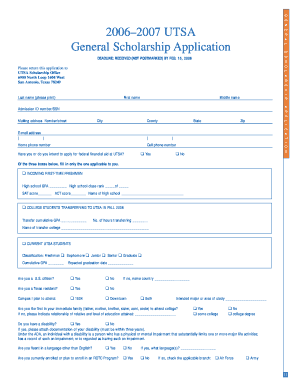 2006–2007 UTSA General Scholarship Application