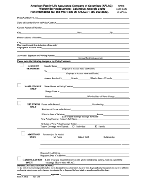 AFLAC Policy Change Form