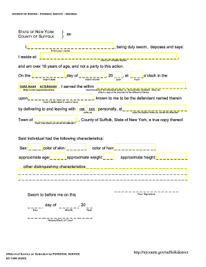 Affidavit of Service - Personal Service