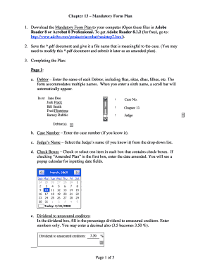 Chapter 13 Mandatory Form Plan
