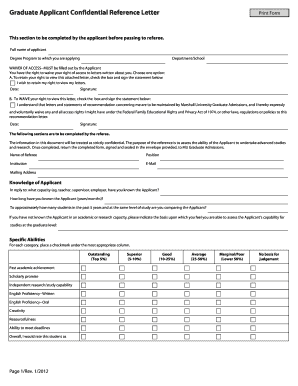 Graduate Applicant Confidential Reference Letter