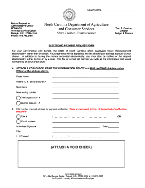 North Carolina Electronic Payment Request Form